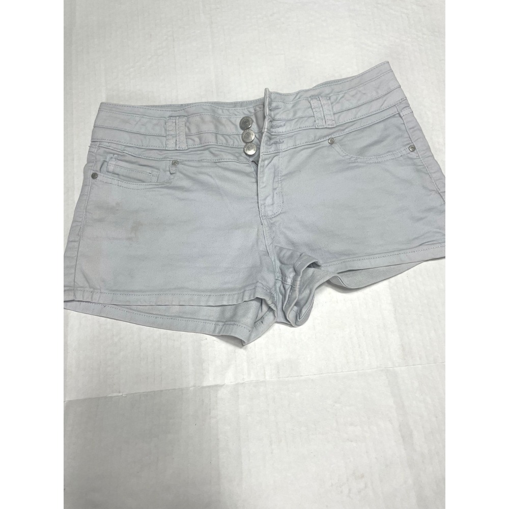 Blue Spice Womens Gray High Waisted Denim Shorts Size 9 Triple Button Fly